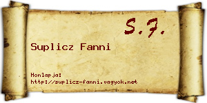 Suplicz Fanni névjegykártya
